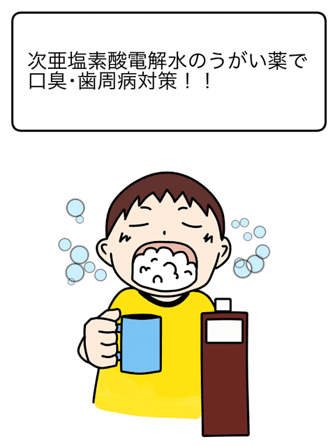 自亜塩素酸電解水のうがい薬で口臭・歯周病対策